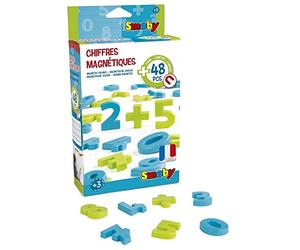 Smoby - 48 Chiffres Magnétiques - Pour Tableau ou Bureau - 2 Couleurs - Bleu et Vert - Signes Mathématiques Inclus - 430101