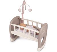 Smoby - Baby Nurse - Berceau à Barreaux - pour Poupons et Poupées Jusqu'à 42 cms - Lit avec Système de Bascule + 1 Mobile - A Partir de 18 Mois - Fabrication Française