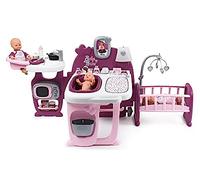 Smoby - Baby Nurse - Grande Maison des Bébés - pour Poupons et Poupées - 3 espaces de Jeux - Cuisine + Salle de Bain + Chambre - 23 Accessoires Inclus - Pliable et Transportable - 220349