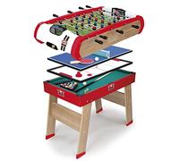 Smoby Babyfoot Powerplay 4 en 1 – Bois Multicolore, Ping-Pong/Hockey/Billard, Accessoires, 8 ans+