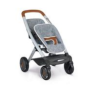 Smoby - Bébé Confort - Poussette Jumeaux Gris - pour Poupons et Poupées - Roues Silencieuses et Multidirectionnelles - Panier de Rangement - 253205
