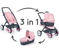 SMOBY - Bébé Confort - Poussette + Landau 3 en 1 pour Poupons et Poupées - Roues Silencieuses et Multidirectionnelles