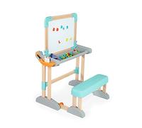 Smoby - Bureau Modulo Space - Transformable en Tableau Double Face - Bois et Plastique - Pliable et Compact - 80 Accessoires Inclus - pour Enfant Dès 3 ans - 420301, Bleu