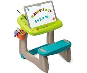 Smoby - Bureau Petit Ecolier - Bureau pour Enfant - Double Face Blanche Magnétique + Ardoise Craie - 80 Accessoires Inclus - Dès 3 Ans - 420103, Mixte