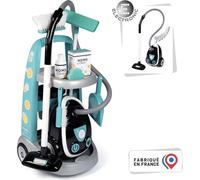 Smoby - Chariot de nettoyage + aspirateur électronique avec bruit d'aspiration - 9 accessoires - piles incluses - dès 3 ans