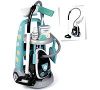 Smoby Chariot de nettoyage avec aspirateur - aspirateur pour enfants, pelle, balai, serpillière et emballages vides de produits de nettoyage
