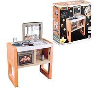 Smoby - Cuisine Vanille - Couleurs Douces et Contemporaines - Plaque de Cuisson, Evier, Four, Crédence - 11 Accessoires Inclus - A Partir de 3 Ans - Matière Recy Fabrication Française