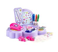 Smoby - Glam Tattoo Corner - Kit Tatouages Éphémères Enfant - 4 Techniques de Tatouage - Pochoirs, Crayons, Tatouages Métallisés et Transfert - Strass Inclus - Dès 6 Ans