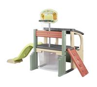 Smoby Life - Fun Center - Centre d'activités Multi-Sports - Toboggan, Panier de Basket, Cage de Foot, Mur Réversible - Matière Recyclée - A Partir de 2 Ans - Fabrication Française