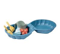 Smoby Life - Mini Bac à Sable Double Garni - en Forme de Coquillage - Pelle, Rateau, Moule à Sable, Arrosoir - Matière Recyclée - A Partir de 18 Mois - Fabrication Française