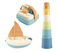 Smoby - Little Smoby Green - Coffret Eveil et Bain - Magic Tower - Panier des Formes - Bateau à Voile - Plastique Biosourcé - Dès 12 Mois - Fabriqué En France - 140605