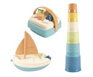 Smoby - Little Smoby Green - Coffret Eveil et Bain - Magic Tower - Panier des Formes - Bateau à Voile - Plastique Biosourcé - Dès 12 Mois - Fabriqué En France - 140605