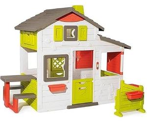 Smoby - Maison Neo Friends House - Cabane de Jardin Enfant - Personnalisable avec Accessoires Smoby - Sonnette Incluse - 810203