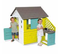 Smoby - Maison Pretty + Cuisine d'Eté - Cabane de Jardin Enfant - Persiennes et Volets Coulissants - 17 Accessoires - 810722