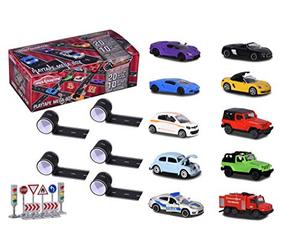 Smoby Majorette - Playtape + 10 Véhicules Mega Box - Création de Circuits - Ruban Adhésif Anti-Traces - Panneaux de Signalisation - Dès 3 Ans - 212058198