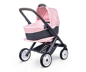 Smoby - Maxi-Cosi Poussette + Landau 3 en 1 Rose - pour Poupons et Poupées Jusqu'à 42 Cms - Roues Silencieuses et Multidirectionnelles - Panier de Rangement - A Partir de 3 Ans - Fabrication Espagnole