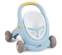 Smoby - Minikiss Baby Walker Croc 3 en 1 - Trotteur Enfant + Poussette + Siège pour Poupons et Poupées - Ceinture de Maintien - Système de Freinage des Roues - 210207 Bleu