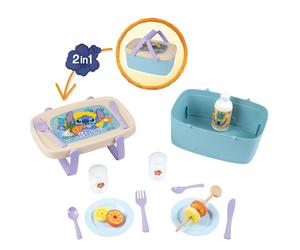 Smoby - Panier Pique Nique Stitch 2 en 1 - Se Transforme en Table d'Appoint - 16 Accessoires Inclus - A Partir de 3 Ans - Fabrication Française