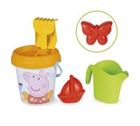 Smoby - Peppa Pig - Seau Garni Arrosoir - Tamis, Râteau, Pelle, Arrosoir Moule à Sable - A Partir de 18 Mois - Fabrication Française