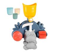 Smoby Jouet de bain Little Hippo - Ventouses, gobelets inclus - Dès 12 mois - Fabrication française