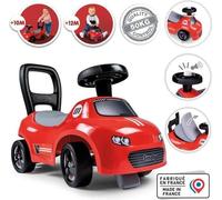 Smoby - Porteur enfant 2 en 1 - Auto Rouge - Coffre sous la selle + klaxon - Des 10 mois - Fabrication française