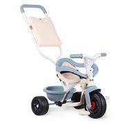 Smoby Tricycle Be Fun Confort Bleu – Vélo enfant dès 10 mois, évolutif, canne parentale