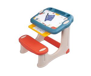 Smoby - Pupitre Magique - Bureau pour Enfant - Feutre Effaçable - 3 Rangements + Tiroir à Glissières - 12 Accessoires Inclus - A Partir de 2 Ans - Fabrication Française