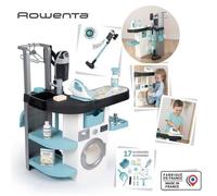 Smoby -Rowenta Wash & Clean Buanderie - Jouet d'Imitation Ménage - Aspirateur et Machine à Laver - Fonctions électroniques - 17 Accessoires - A Partir de 3 Ans - Fabrication Française