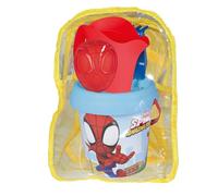 Smoby - Sac à Dos avec Seau de Plage Spidey avec Accessoires - Comprend Pelle, râteau, Tamis, arrosoir et Moule à Sable - Matériau recyclé - pour Enfants à partir de 18 Mois - (7600862214)