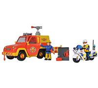 Smoby - Sam Le Pompier - Pick-Up Vénus & Moto de Police - 2 Figurines - Fonctions Jet d'eau et Sonores - Piles Incluses - Dès 3 Ans - 109251099038 Multicolore