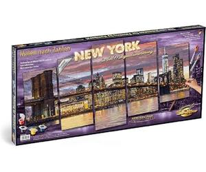Smoby Simba - Schipper - New York - Kit de Peinture par Numéros - Acrylique - 5 Toiles - Structure en Lin - 609450806