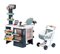 Smoby - Smarty Market - Marchande Enfant avec Caisse Enregistreuse - Balance Mécanique - Scanner Sons et Lumières - 42 Accessoires Inclus - Dès 3 Ans - Fabriqué en France