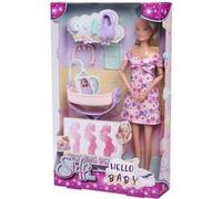 Smoby - Steffi Love - Future Maman - Poupée mannequin enceinte (29cm) - Accesoires pour bébé - Bouton pour faire grossir son ventre
