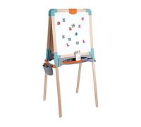 Smoby - Tableau Bois - Double Face Blanche Magnétique + Ardoise Craie - Pliable - 80 Accessoires Inclus - 72 Lettres et Chiffres Magnétiques - A Partir de 3 Ans