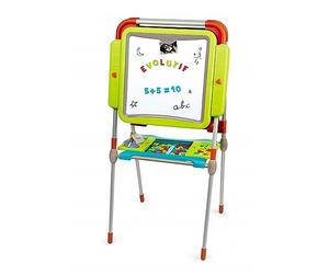Smoby - Tableau Evolutif - Double Face Blanche Magnétique + Ardoise Craie - Hauteur Ajustable - 80 Accessoires Inclus - pour Enfant Dès 3 Ans - 410205
