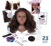 Smoby - Tete a coiffer cheveux afro - Facile a coiffer - 23 accessoires réalistes - Levres thermosensibles - Trappe de rangement