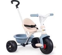 Smoby - Tricycle Bleu Be Fun - Poignée de parent réglable et amovible (jusqu'à 95 cm) - Ceinture de sécurité - Convient dès 15 mois - Fabriqué en Espagne