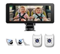 Smocraut Caméra bébé pour Voiture, 6.9 Pouces, 1440p, Vision Nocturne Couleur, pour siège arrière, Rotation à 150°, Installation Facile (6.9inch Double Camera)