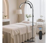 SMOCTAR Lampe Extension de Cils Lampadaire LED, Lampe Demi Lune Pliable avec Support de Téléphon, 3000K-6000K, Lampes Esthetique professionnel pour Beauté, Tatouages, Ongle, Tattoo (Noir)