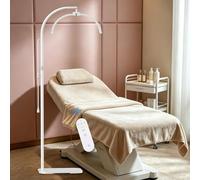 SMOCTAR Lampe Extension de Cils Lampadaire LED, Lampe Demi Lune Pliable avec Support de Téléphon, 3000K-6000K, Lampes Esthetique professionnel pour Beauté, Tatouages, Ongle, Tattoo (Blanc)