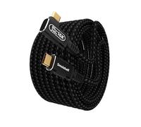 Smoizheff Câble USB C vers USB C à angle droit de 90 degrés, câble USB C en nylon tressé de 3 m, 80 Gbit/s, 240 W, structure coaxiale pour vidéo 8K @ 120 Hz/16K @ 60 Hz, Thunderbolt 5, câble de charge