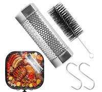 SmokeBoost Pellet Grill Tube - Hexagonal Generator, Hook Mount Charcoal Burn Chamber Set, Metal Heat Body, Grill Accessory, Cooking Aid for Home Yard Balcony Outdoor Stainless Steel