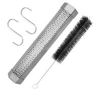 SmokeBoost Pellet Grill Tube - Hexagonal Generator, Hook Mount Charcoal Burn Chamber Set, Metal Heat Body, Grill Accessory, Cooking Aid for Home Yard Balcony Outdoor Stainless Steel