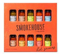 Smokehouse by Thoughtfully Coffret cadeau de 10 sauces piquantes gastronomiques, saveurs du monde, dont Mango Habanero, Buffalo, Bacon Cayenne, Smoky Bourbon, Fire Jalapeño, etc.