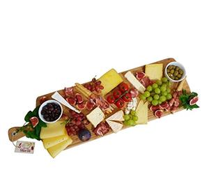 SmokeMax® XL Grande planche de service (environ 75x22x2 cm), planche à découper, planche design en bambou naturel (100 % huilée à l'huile d'olive naturelle)