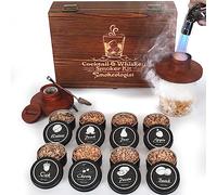 SMOKEOLOGIST Kit fumoir à whisky, cocktail et à l'ancienne avec torche - Comprend 8 saveurs uniques de bois naturel, emballage cadeau de luxe en bois, chalumeau au butane de qualité supérieure