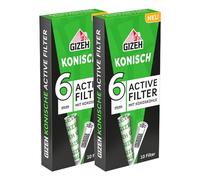 Smokerhontas GIZEH AKF-GIZ-02 Lot de 10 cônes de filtre à charbon actif Ø 6 mm - Embouts coniques à charbon actif avec capuchons en céramique et charbon de coco (2 paquets)