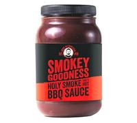 Smokey Goodness BBQ Sauce - Holy Smoke That’s Hot - Sauce barbecue premium au chipotle & chili - Chaleur ardente pour viande, côtes et burgers - Parfaite pour les amateurs de piquant (500 ml)