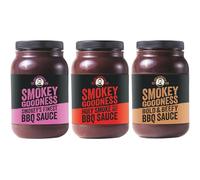 Smokey Goodness - Coffret cadeau BBQ, lot de 3 avec Smokey’s Finest, Holy Smoke & Bold & Beefy - développé par le champion de BBQ Jord Althuizen - sauces pour burger, steak et pulled pork (3x500 ml)