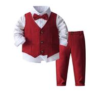 Smoking Bébé, Ensemble 3 Pièces avec Chemise, Gilet Et Pantalon, Tenue Gentleman Élégante